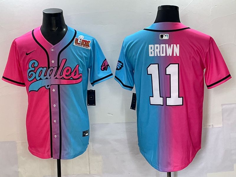 Men 2025 Philadelphia Eagles #11 Brown Blue pink Nike Limited NFL Jersey style 06